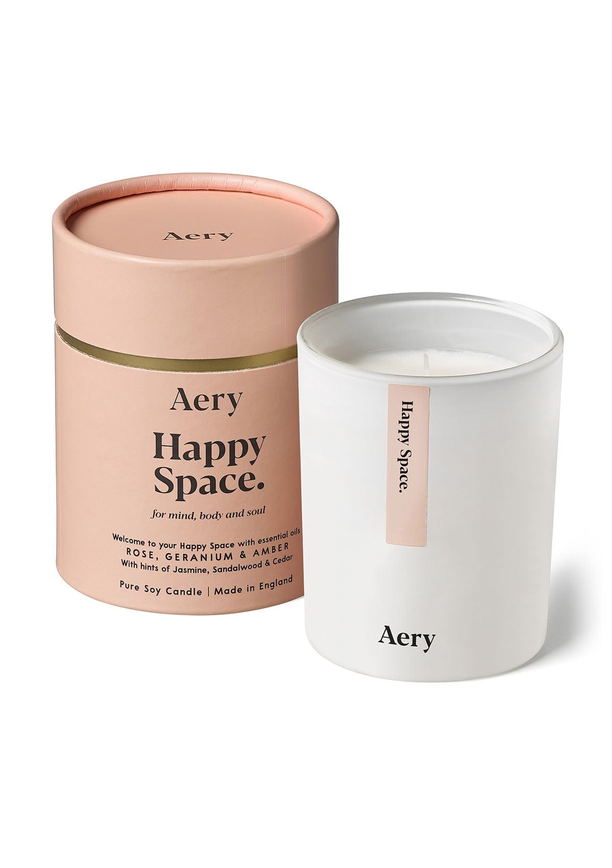 Aery Living Happy Space Scented Candle White Glass