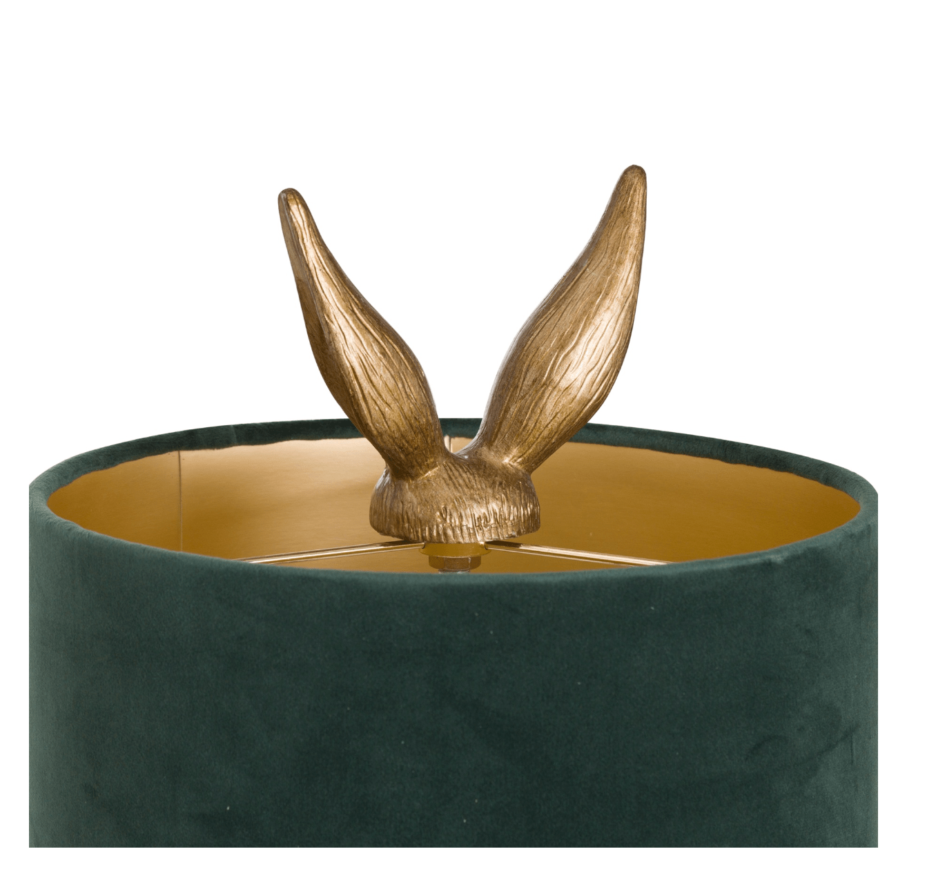 Antique Gold Hare Table Lamp With Green Velvet Shade