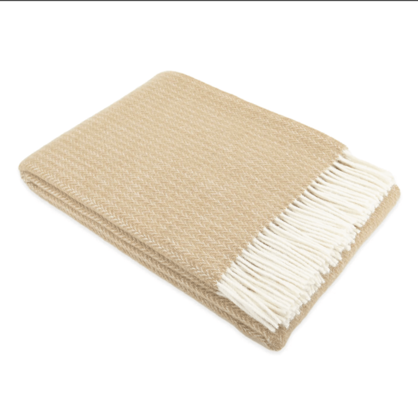 Handmade Wool Blanket Beige Cable Design Close Up