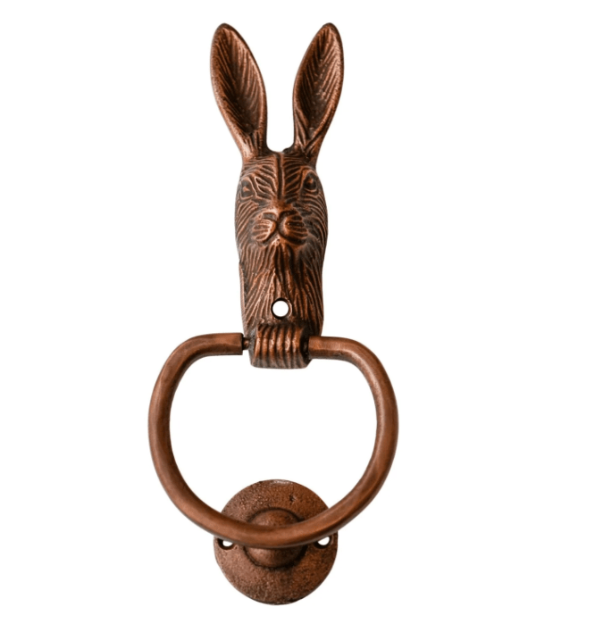 Cast Iron Hare Door Knocker - Copper