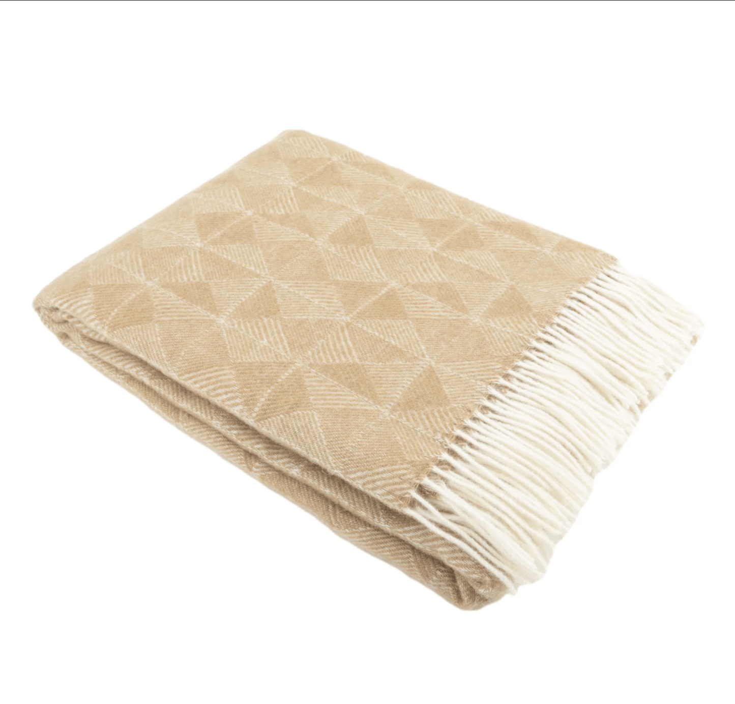 Handmade Wool Blanket Beige Diamond Design Close Up