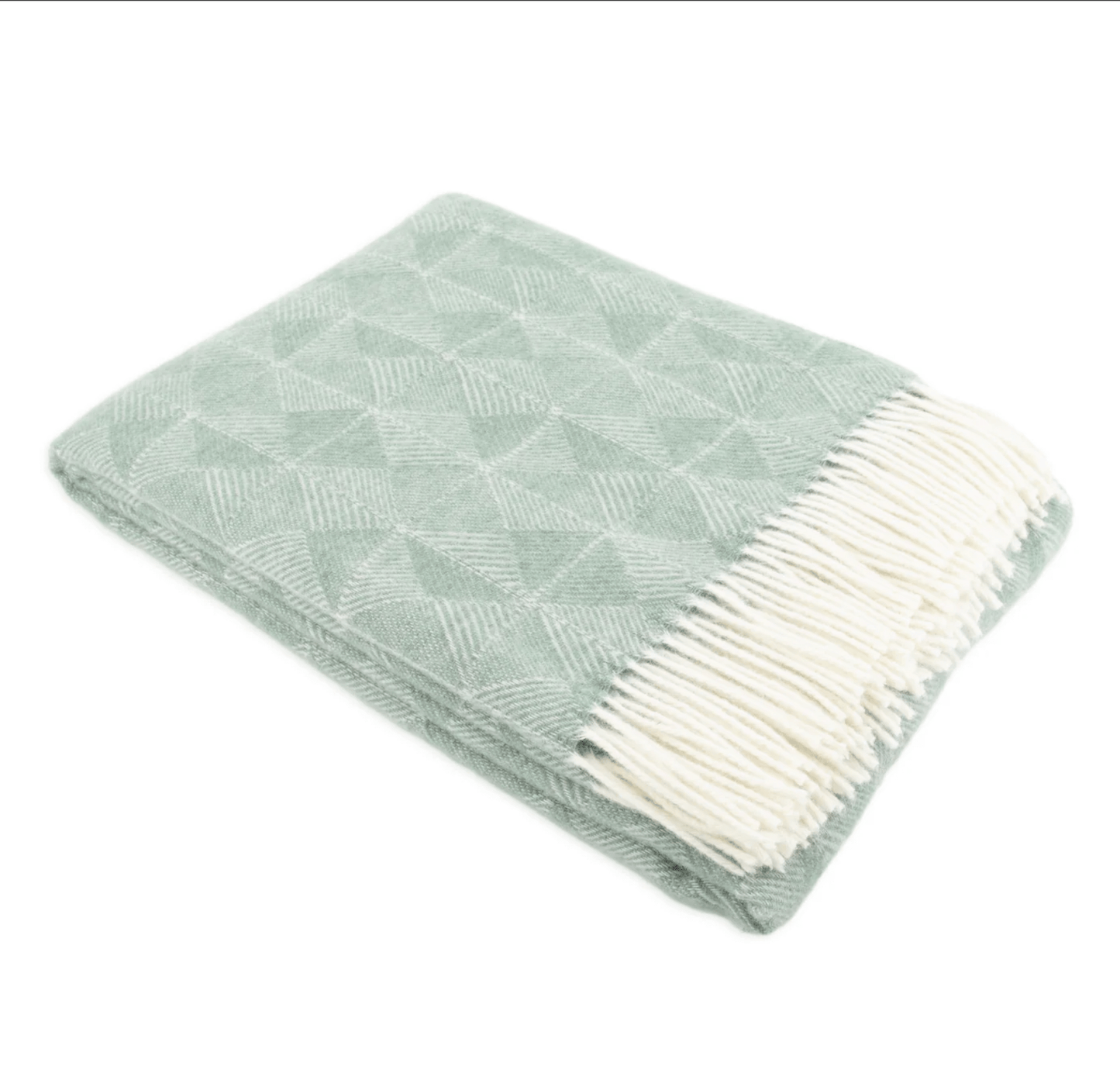 Handmade Wool Blanket Green Diamond Design Close Up