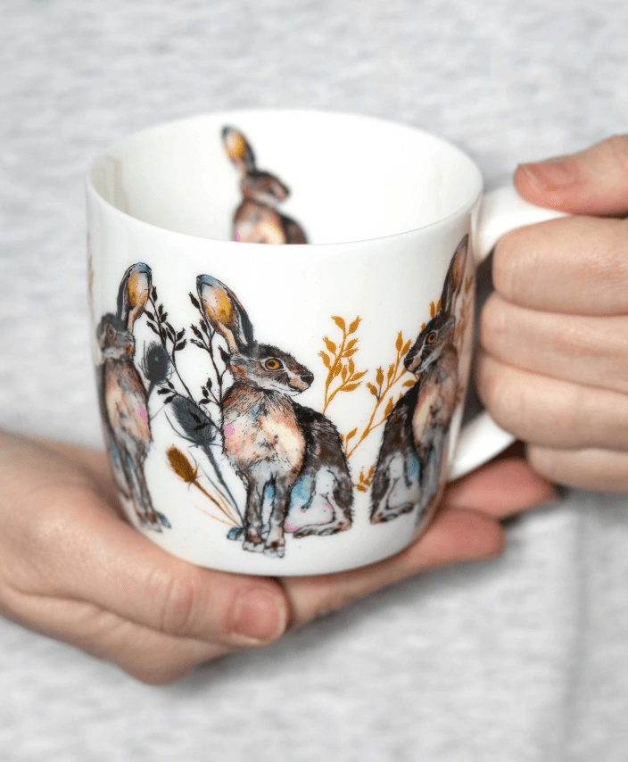 Bone China Mug with Hare Design print inside and out.
