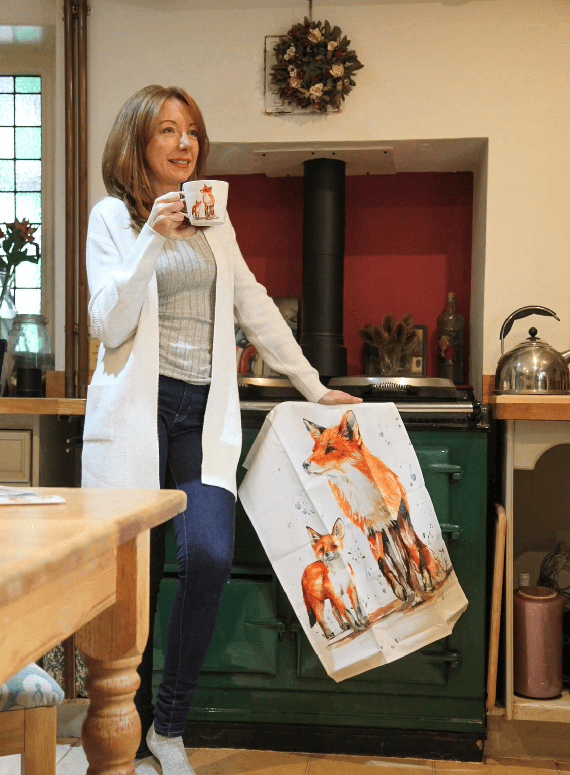 Fox & Cub Tea Towel by Meg Hawkins