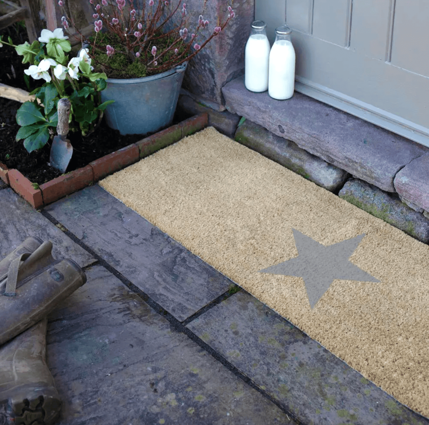 Patio Doormat Star Grey Design by Artsy