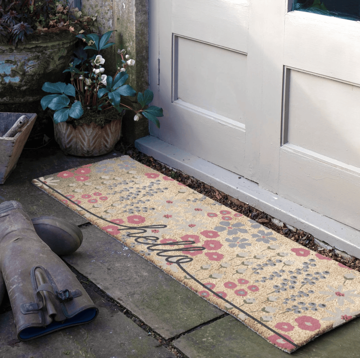 Hello Scribbly Patio Doormat by Artsy Mats