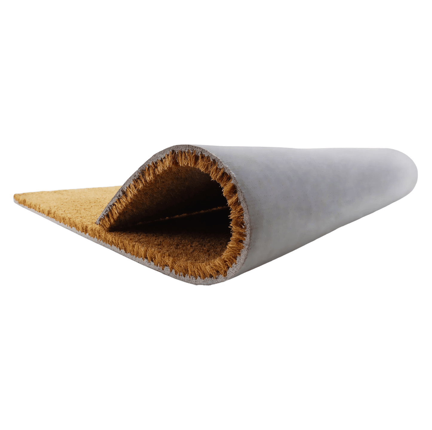 Unrolled carpet with brown border on a white background