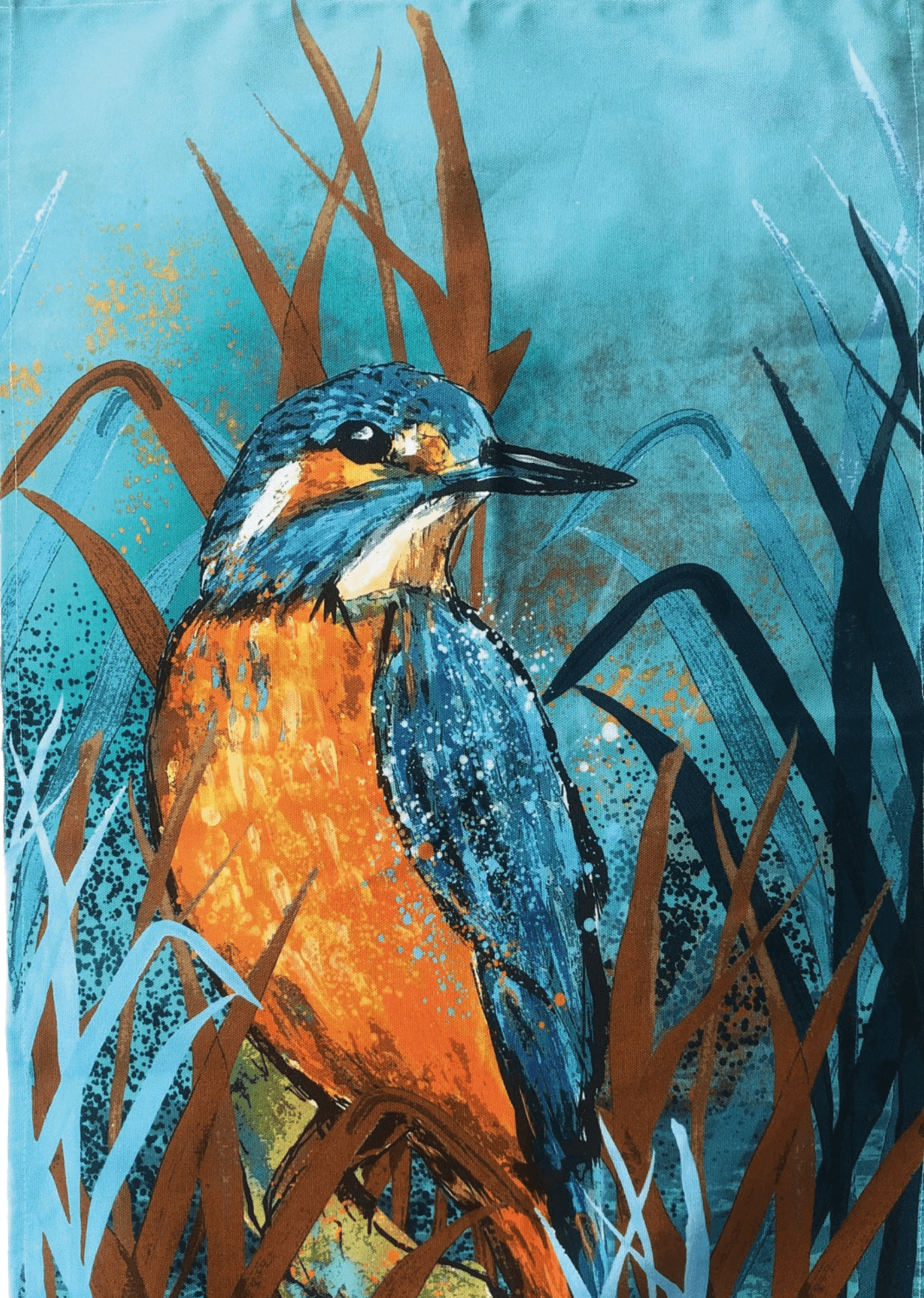 Kingfisher tea Towel by Dollyhotdogs