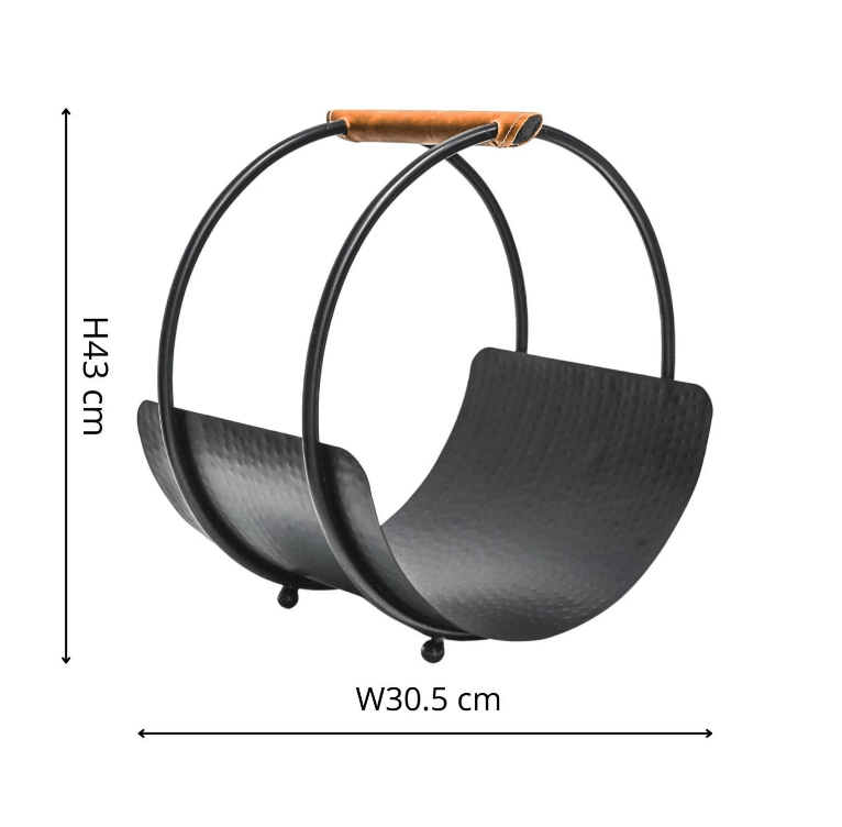 Leather Handle Round Log Holder