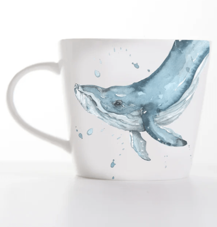 Ocean Whale Design Bone China Mug by Meg Hawkins