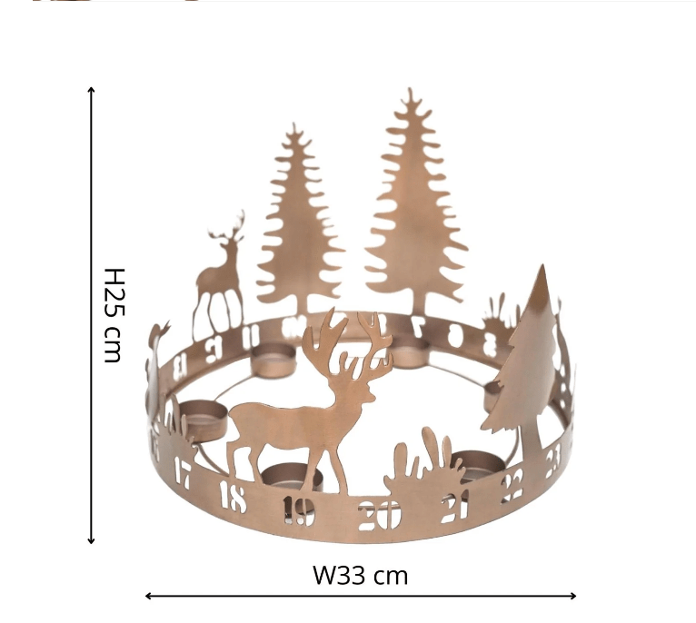 Round Advent Forest Tealight Centrepiece Metal Copper by Ivyline