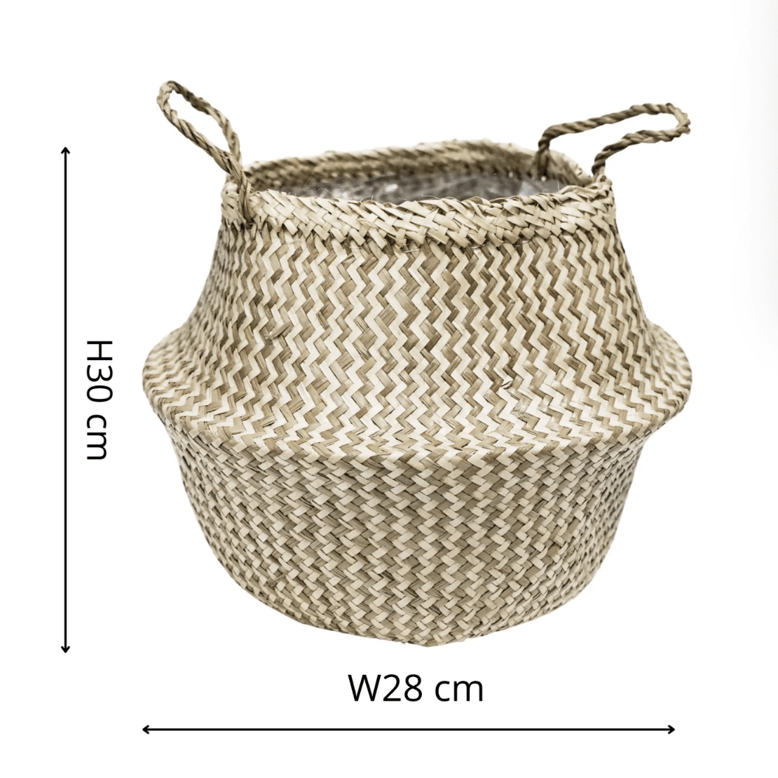 Seagrass Chevron Lined White Basket by Ivyline
