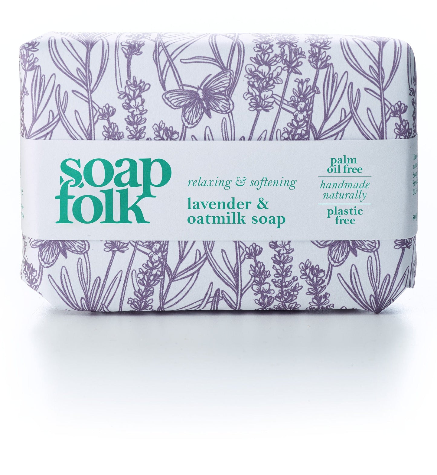 Handmade Soap Bar Lavender & Oatmilk by Soap Folk Close Up Packaging