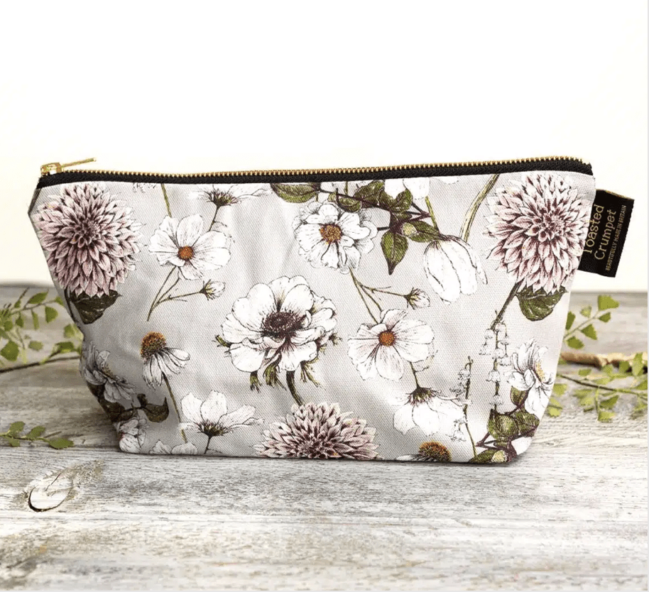 Toasted Crumpet Blanc Collection Wash Bag with beautiful floral decoration