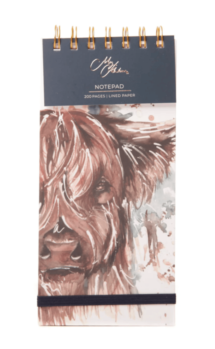 The hebrides Highland Cow Notepad by Meg Hawkins