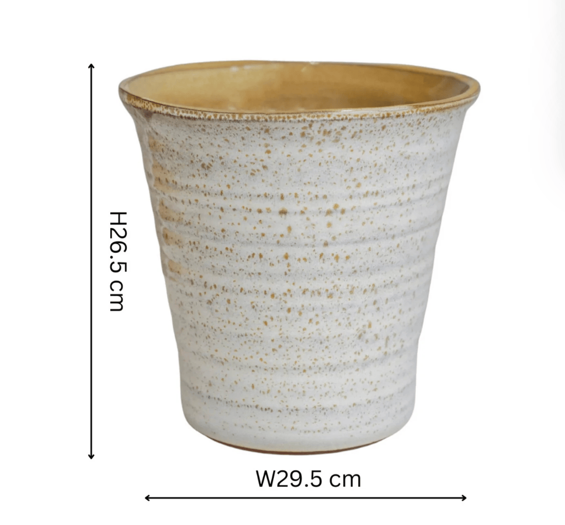 Vallo Reactive Glaze Tapered Planter Cream Measurements