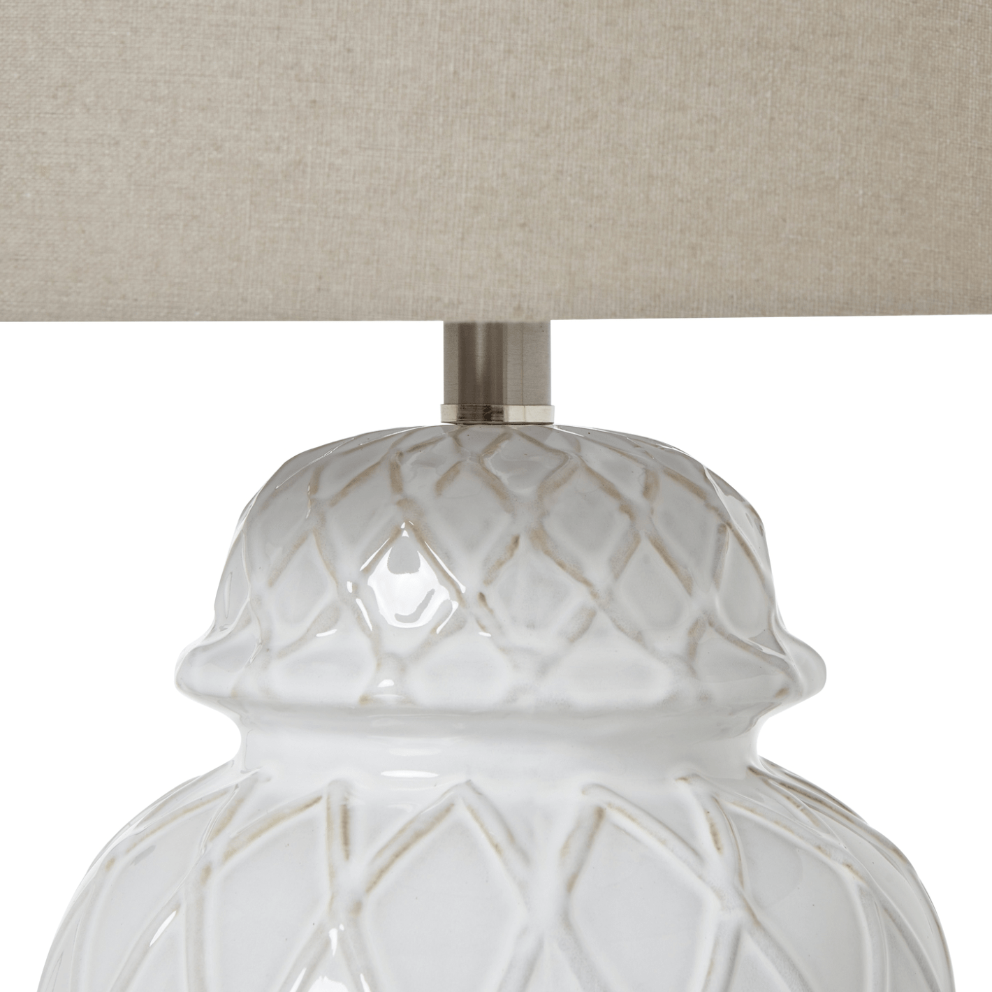 White Ceramic Ginger Jar Lamp With Linen Shade