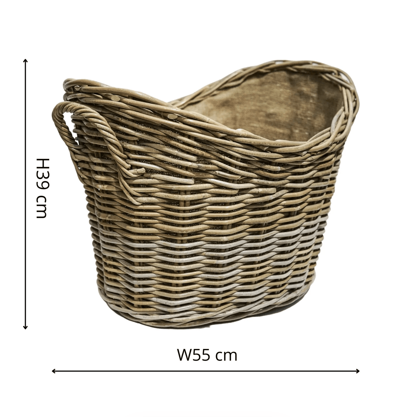 Wicker Log Basket Oval Lined by Ivyline