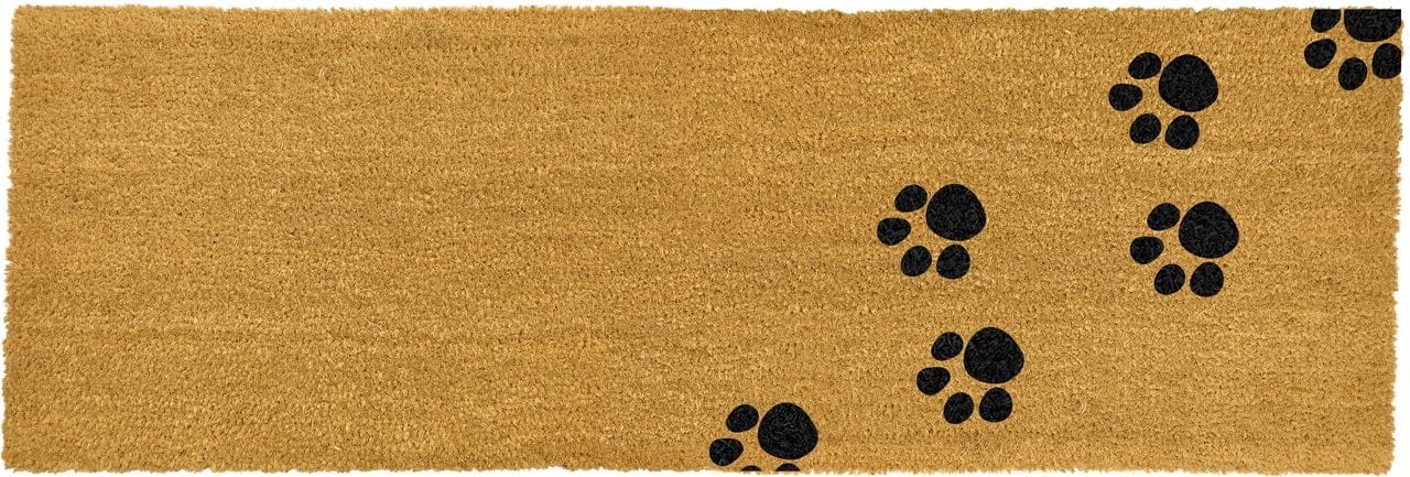 Long Double Door doormat with paw prints close up