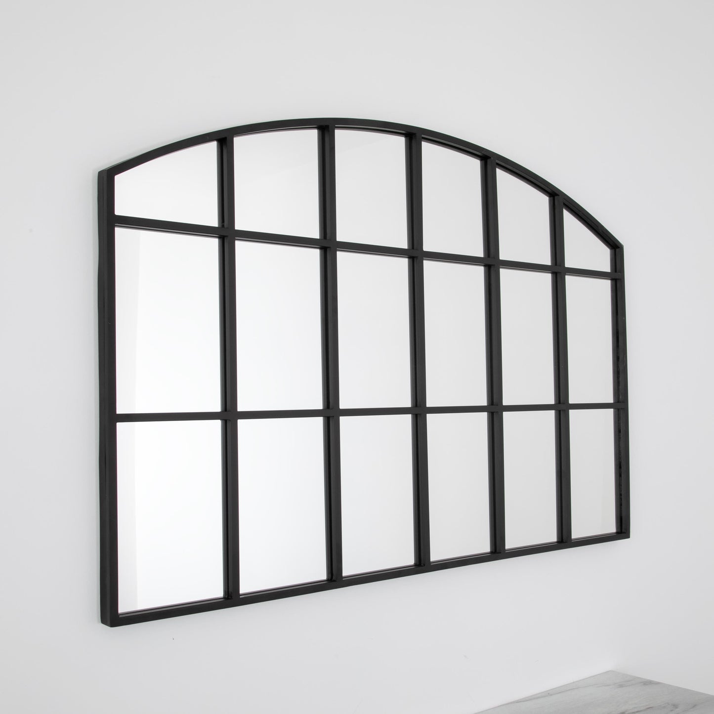 Black Frame Horizontal Window Arch Mirror by Native