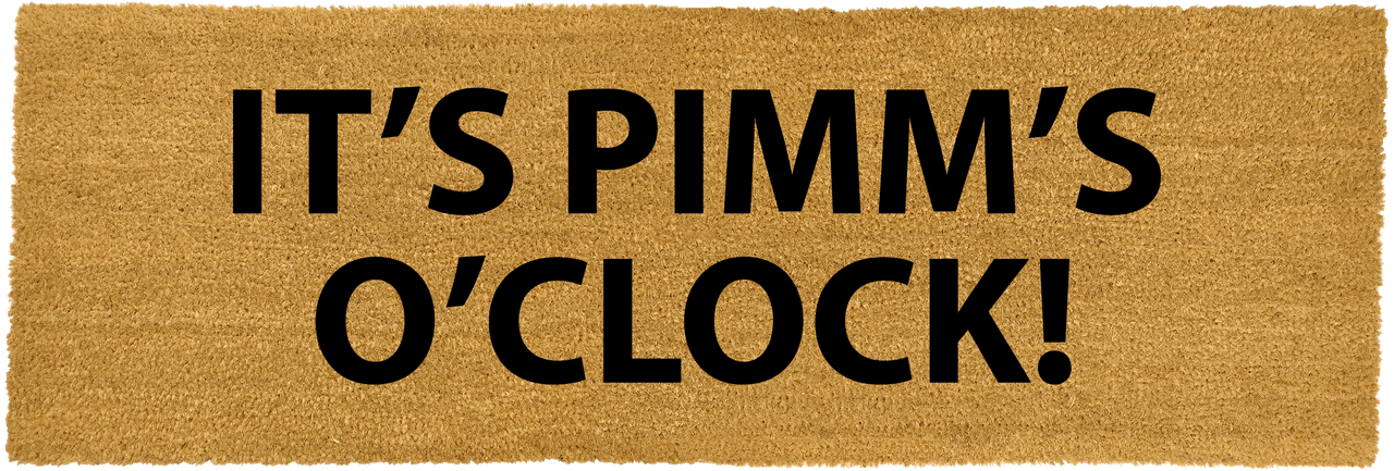It's Pimms O'Clock Double Doormat Close Up