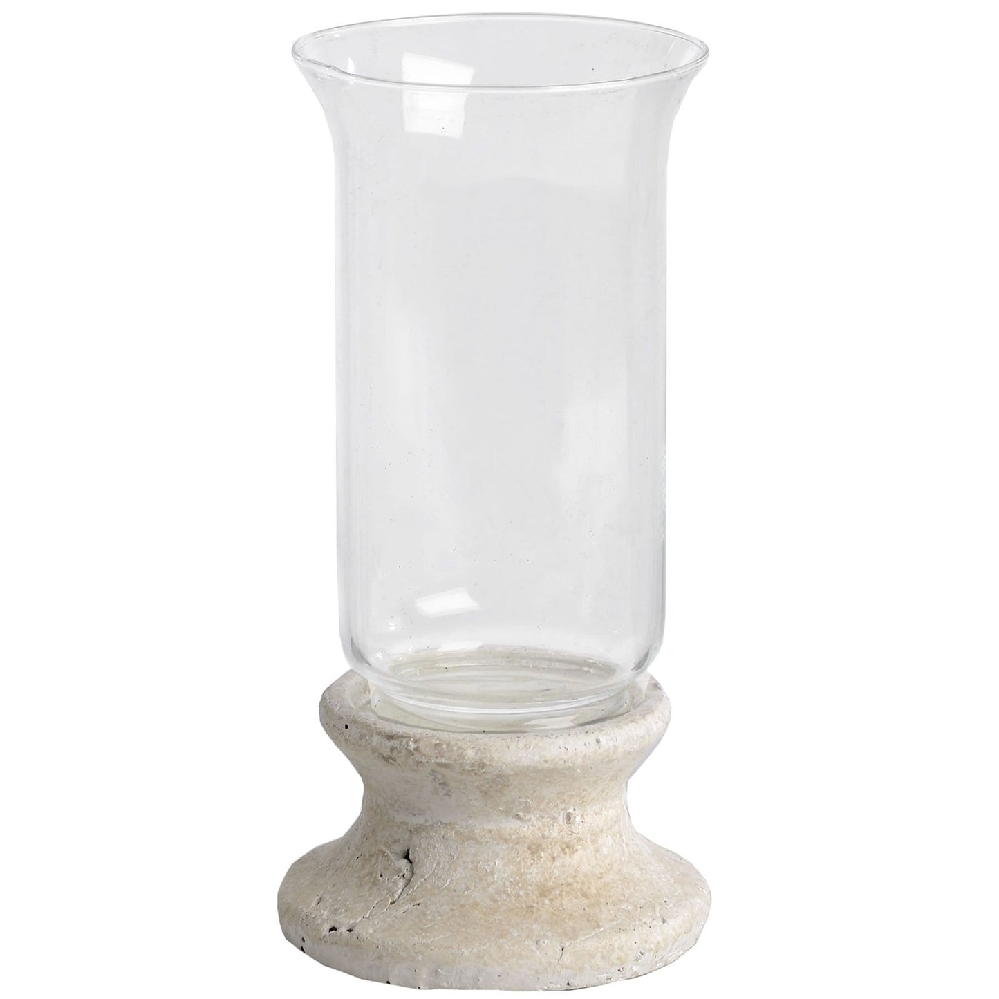 Glass and stone hurricane lantern without candle