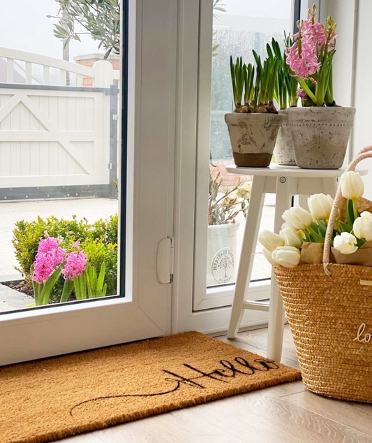 Artsy Hello Double Doormat | Turquoise Living