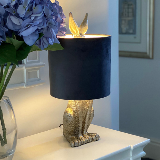 Hare Table lamp With Blue Velvet Shade