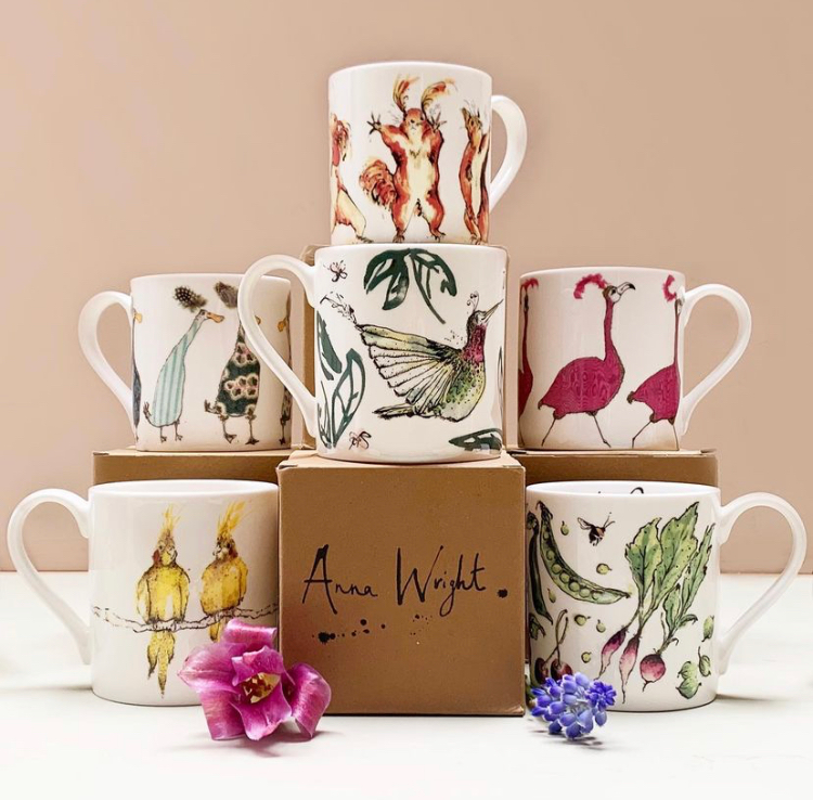 Anna Wright Bone China Mugs | Turquoise Living