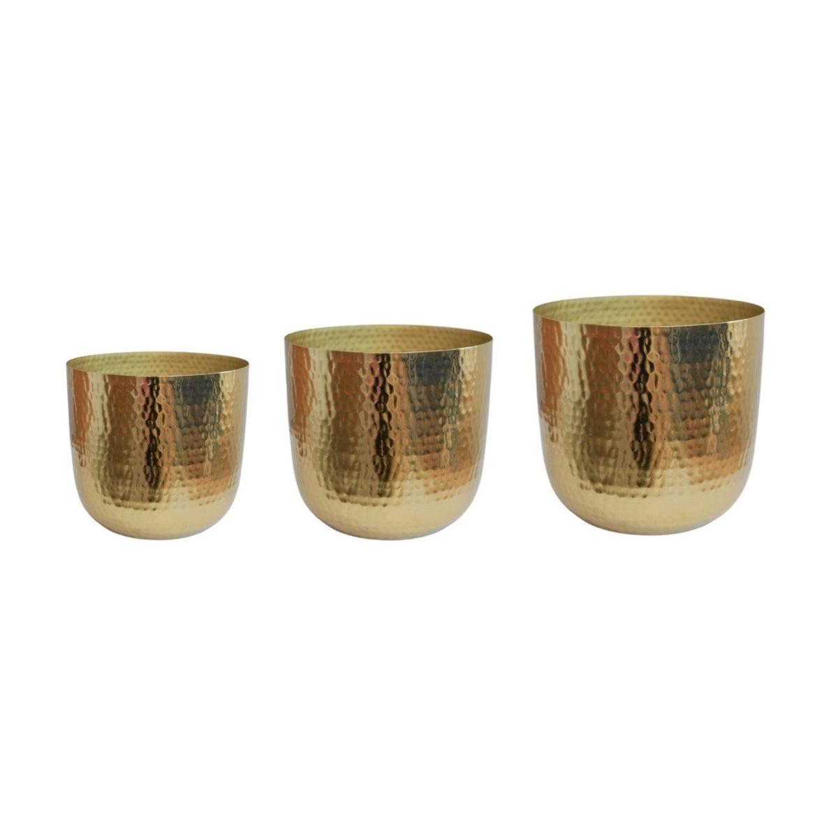 Felix Hammered Metal Planter Set of 3 in gold