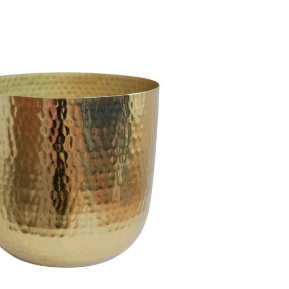 Felix Hammered Metal Planter Set of 3 gold closeup