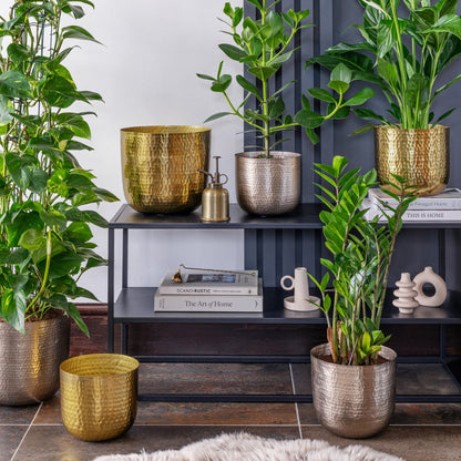Felix Hammered Metal Planter Set of 3 lifestyle