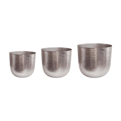 Felix Hammered Metal Planter Set of 3 silver
