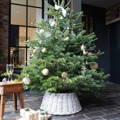 Large Wicker Tree Skirt Round White Sustainable