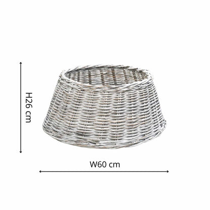 Large Wicker Tree Skirt Round White Sustainable