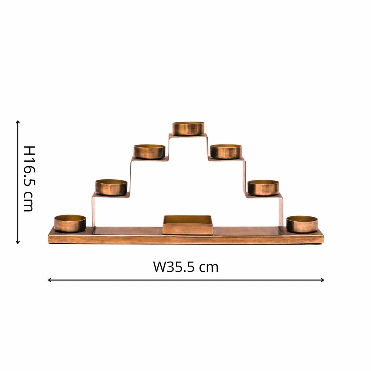 Tealight Candle Holder with Décor Box in Antique Brass