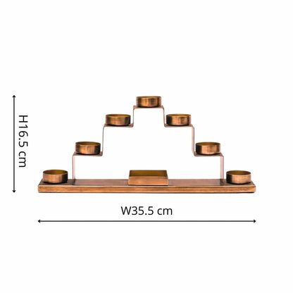 Tealight Candle Holder with Décor Box in Antique Brass