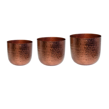 Felix Hammered Metal Planter Set of 3 bronze