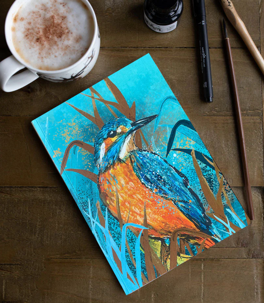 A5 paperback notebook Kingfisher Design by Dollyhotdogs