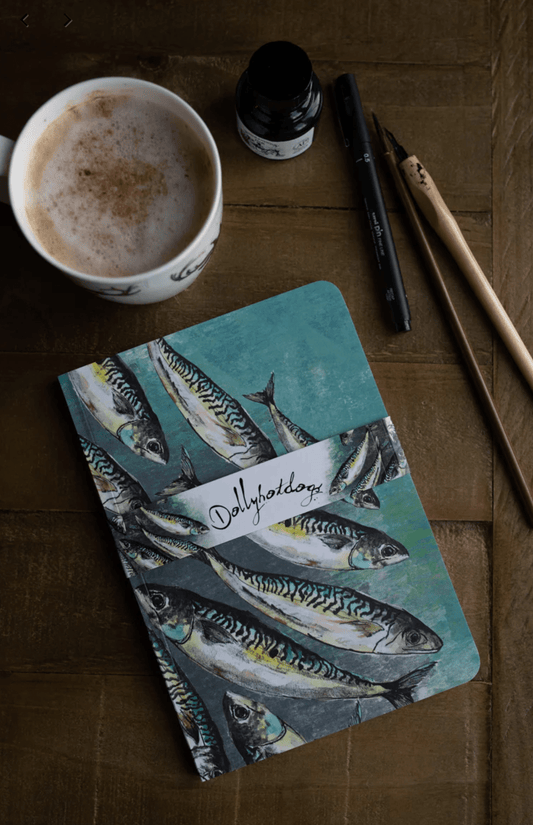 A5 paperback notebook Mackerel Shoal Design by Dollyhotdogs