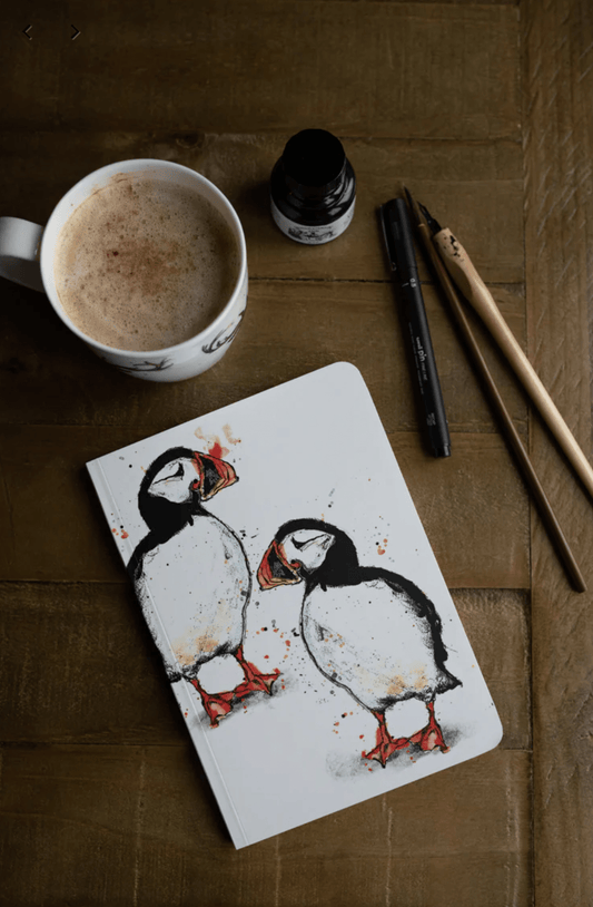 A5 paperback Notebook Puffin Design by Dollyhotdogs