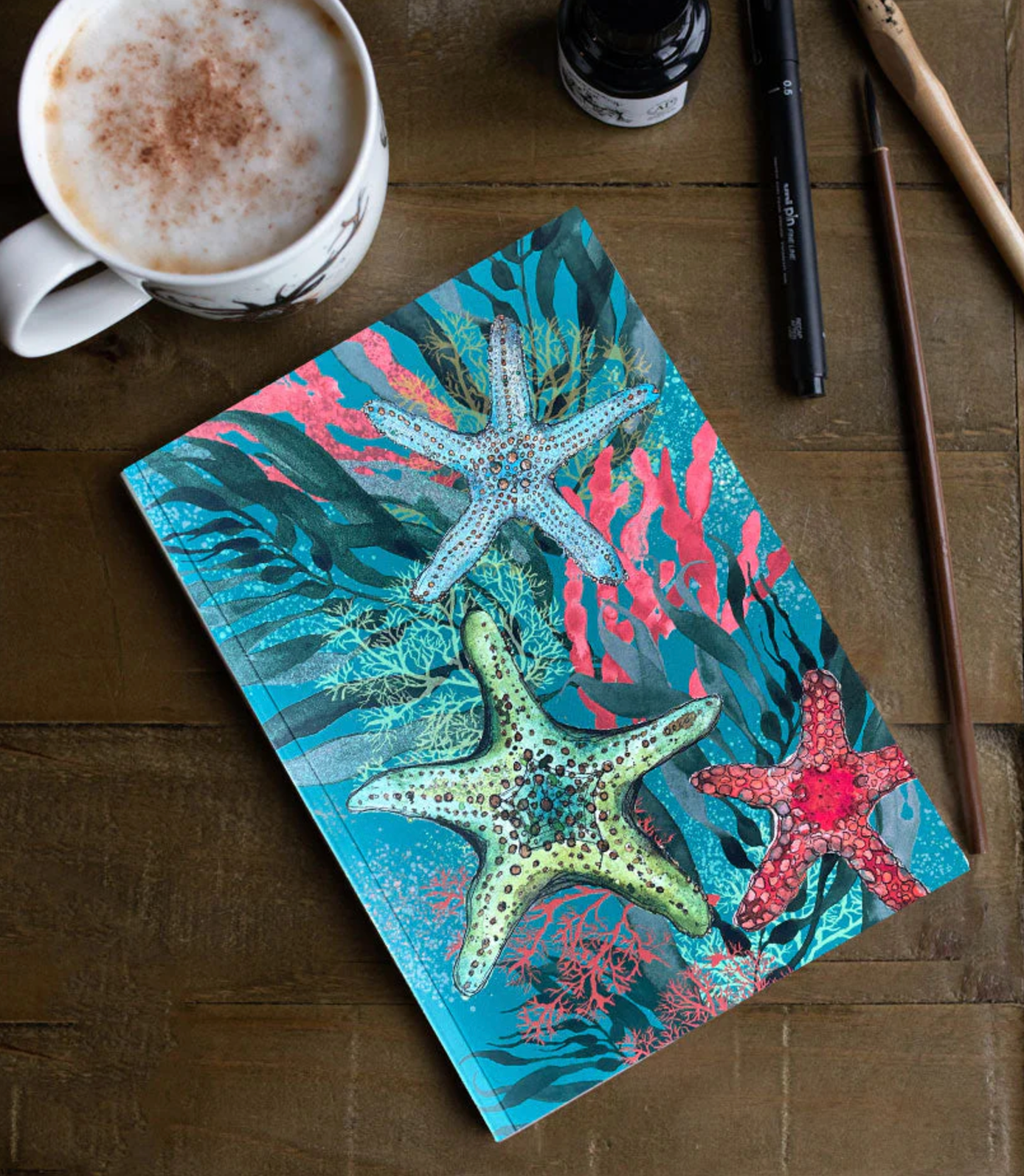 A5 paperback notebook Starfish Design by Dollyhotdogs