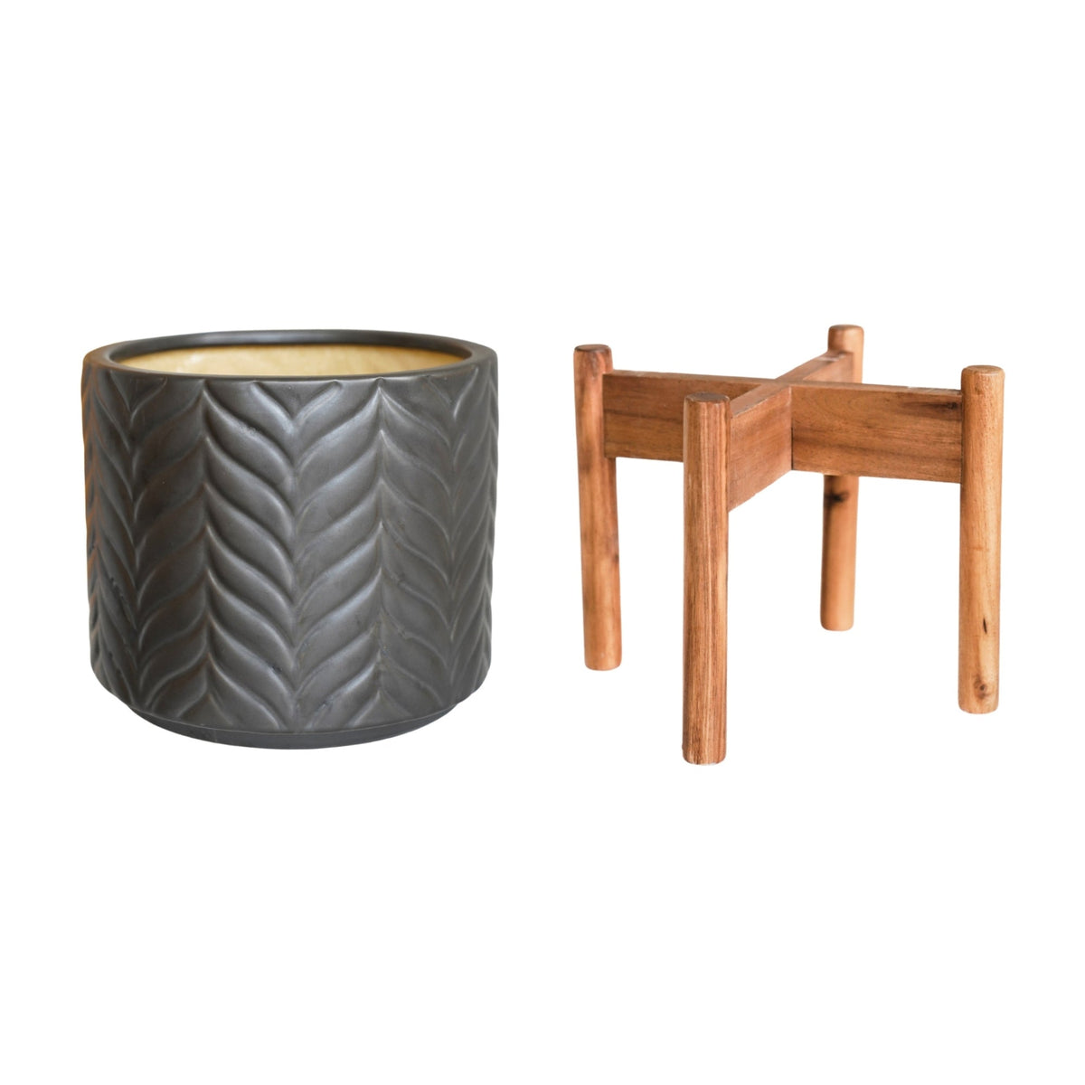 Aspen Chevron Planter by Ivyline Mercury With Stand