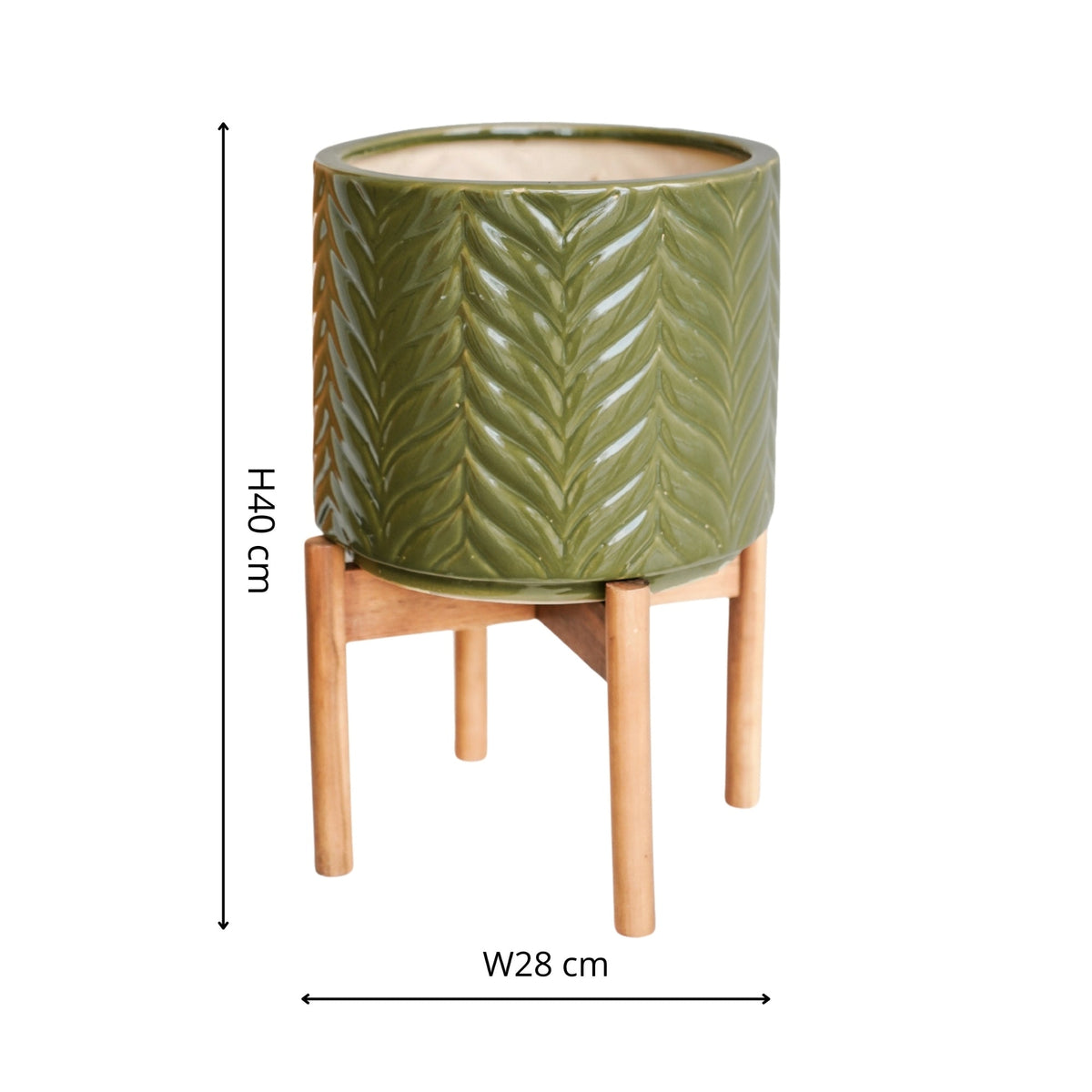Aspen Chevron Planter by Ivyline olive green Measurements 