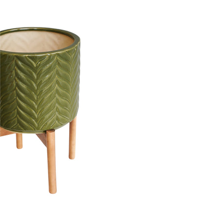 Aspen Chevron Planter by Ivyline olive green