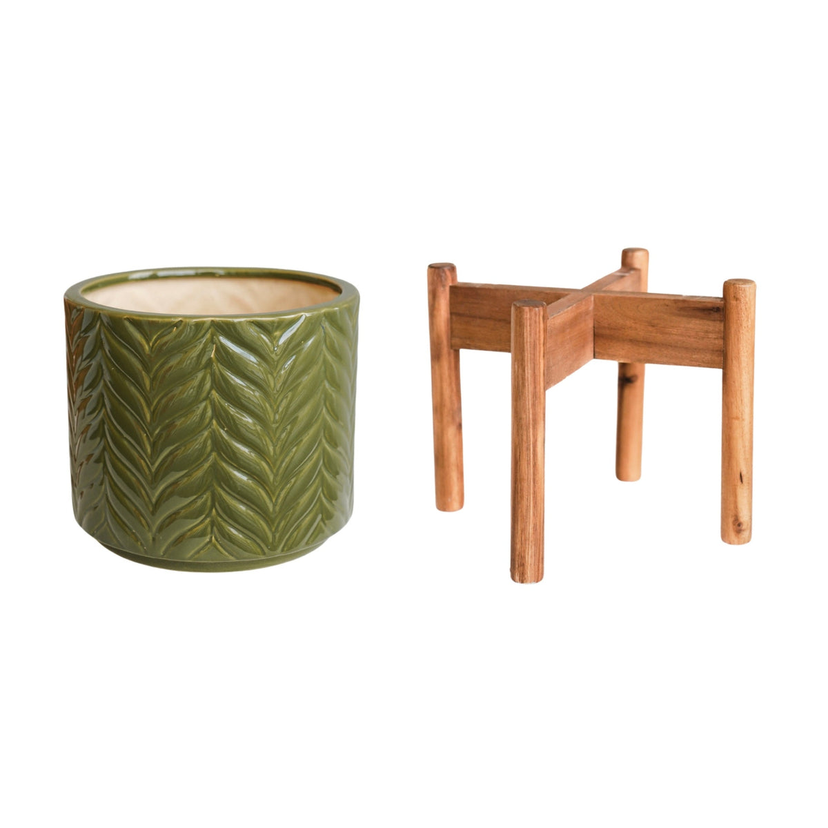 Aspen Chevron Planter by Ivyline olive green
