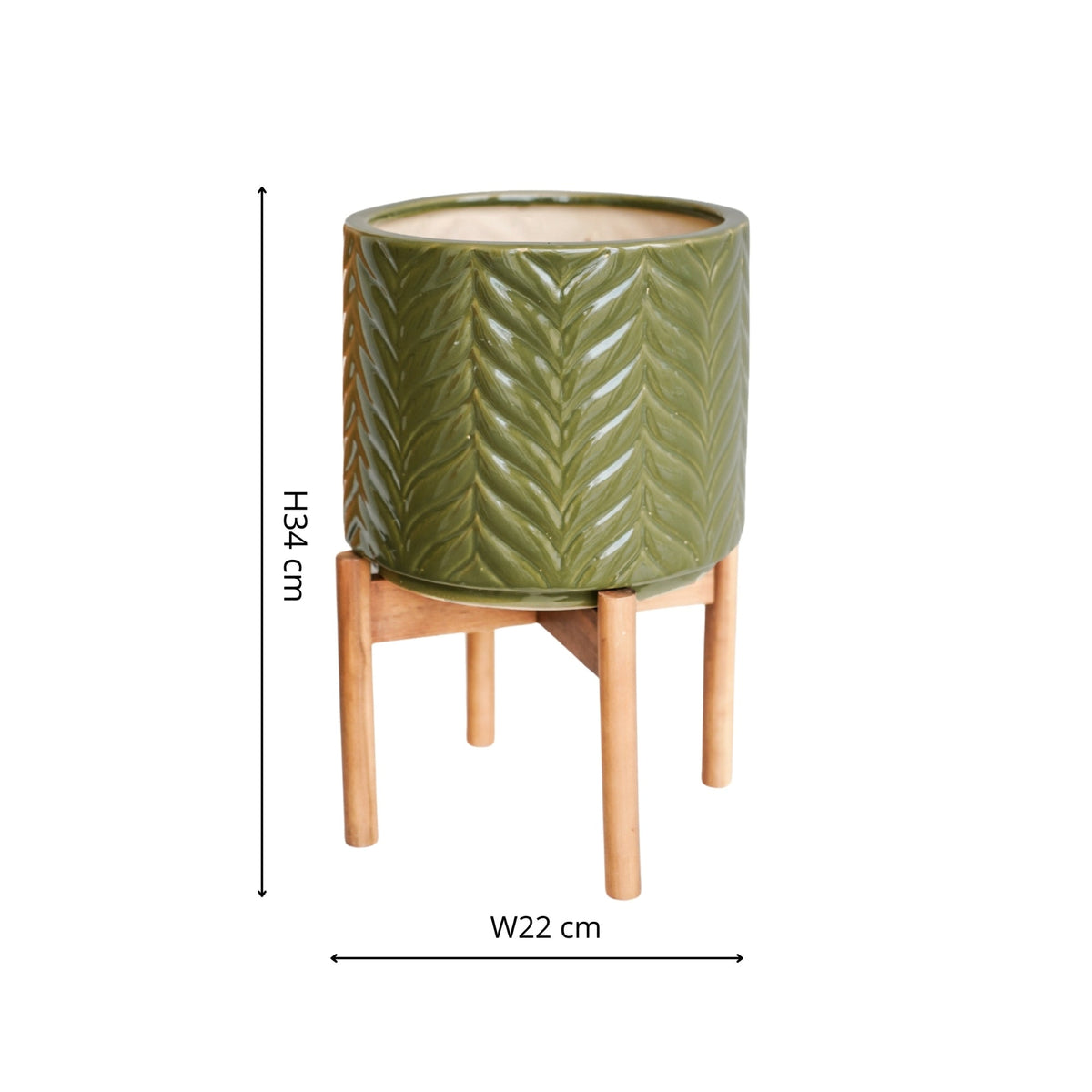 Aspen Chevron Planter by Ivyline olive green Measurements