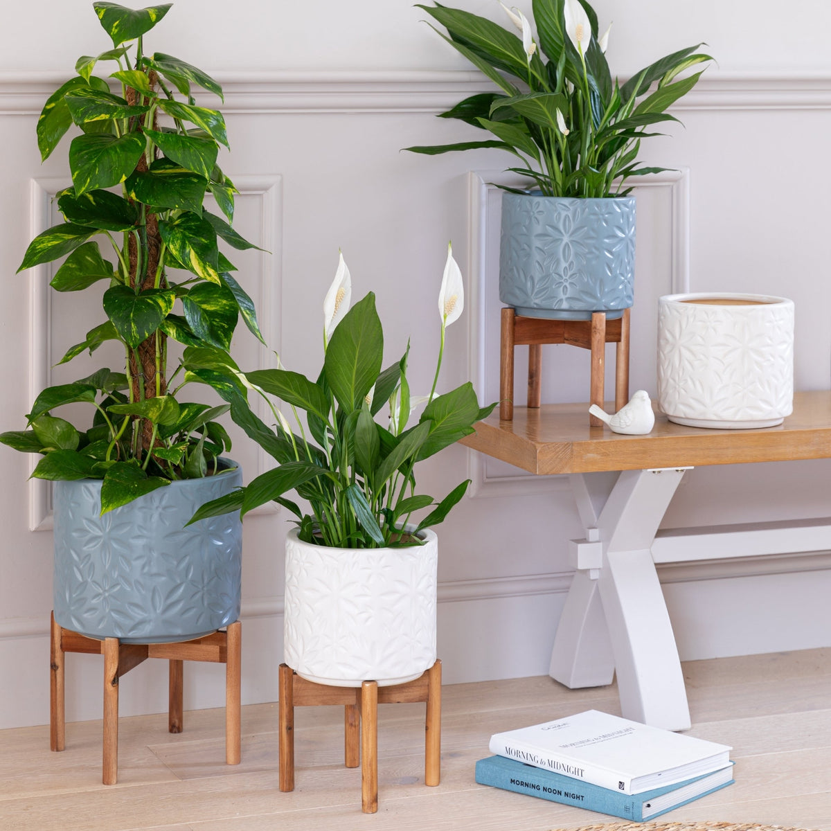 Aspen Chevron Planter by Ivyline dusty blue
