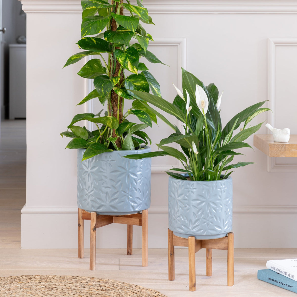 Aspen Chevron Planter by Ivyline dusty blue