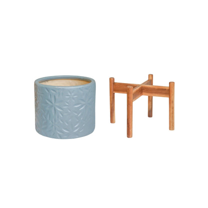 Aspen Chevron Planter by Ivyline dusty blue